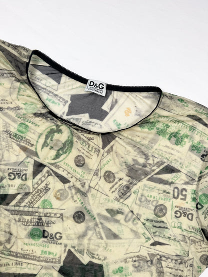 D&G Money Print Mesh Tee ♡ XL