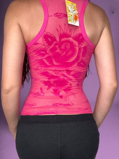 Ed Hardy Pink Mesh Tank ♡ XS/S