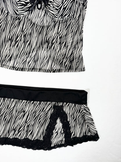 Rampage Zebra Micromesh Cami Set ♡ M