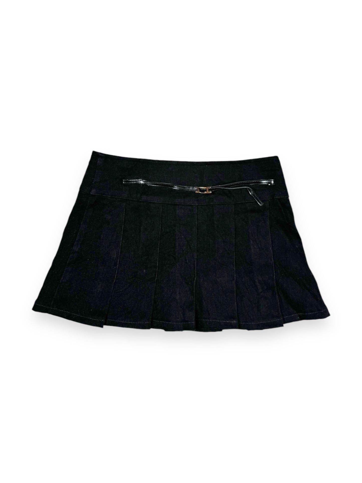 Belted Pleated Mini Skirt