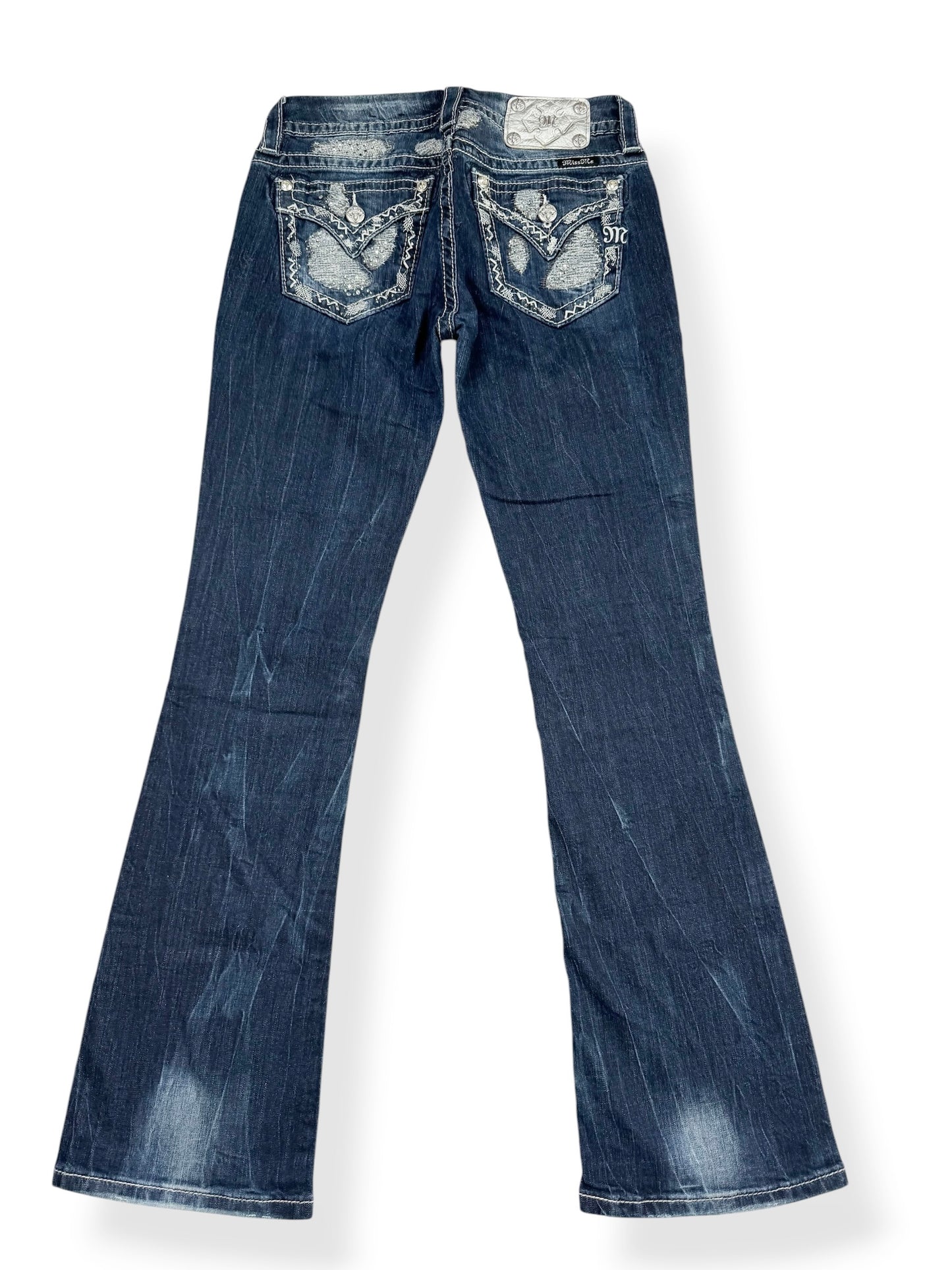 Miss Me Diamanté Distressed Flared Jeans ♡ 28”
