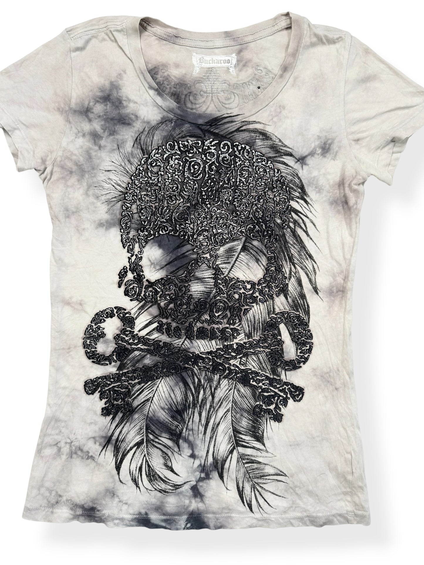 Skull Feather Grunge Tee ♡ M