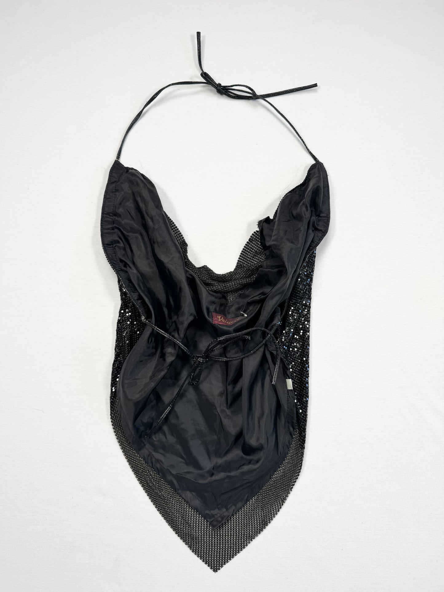 Black Chainmail Open Back Halter ♡ S
