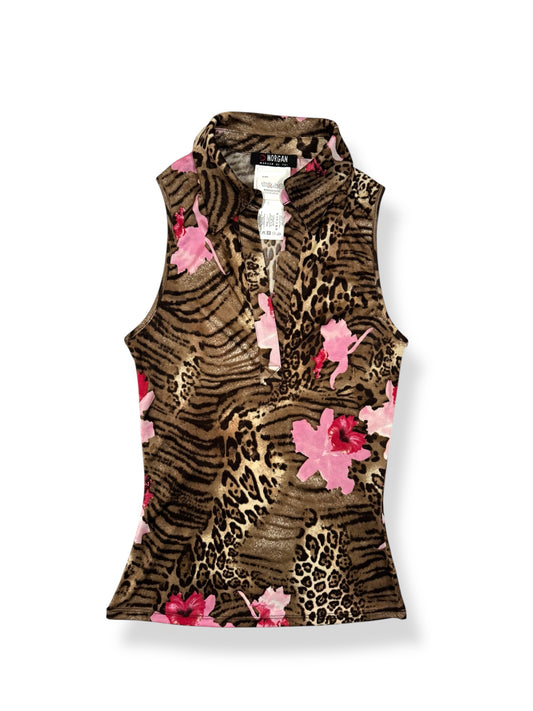 Morgan De Toi Animal Print Hibiscus Tank