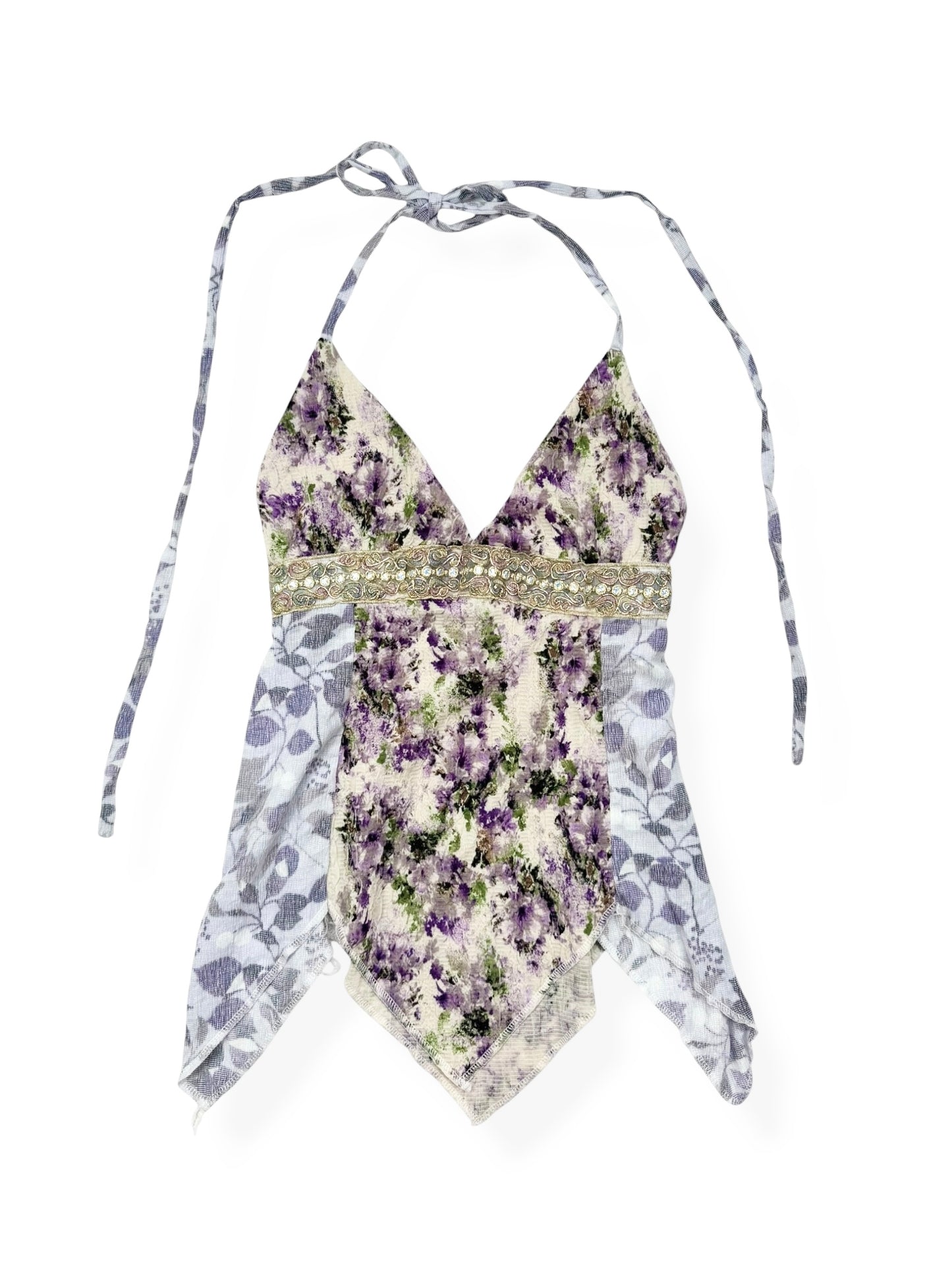 Purple Floral Halter Cami ♡ S