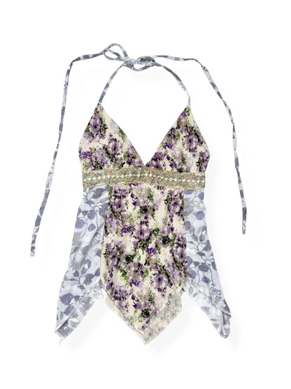 Purple Floral Halter Cami ♡ S