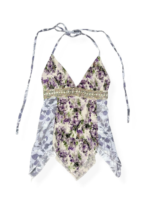 Purple Floral Halter Cami ♡ S