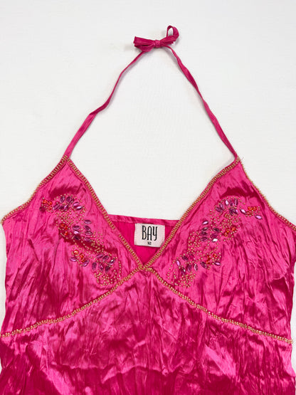 Bay Pink Satin Beaded Halter ♡ L