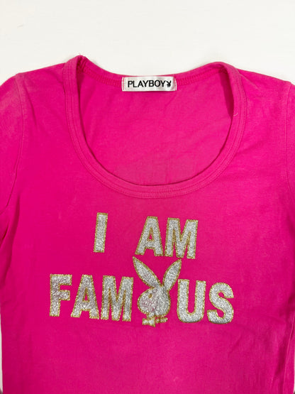 Playboy “I Am Famous” Pink Longsleeve Top ♡ S