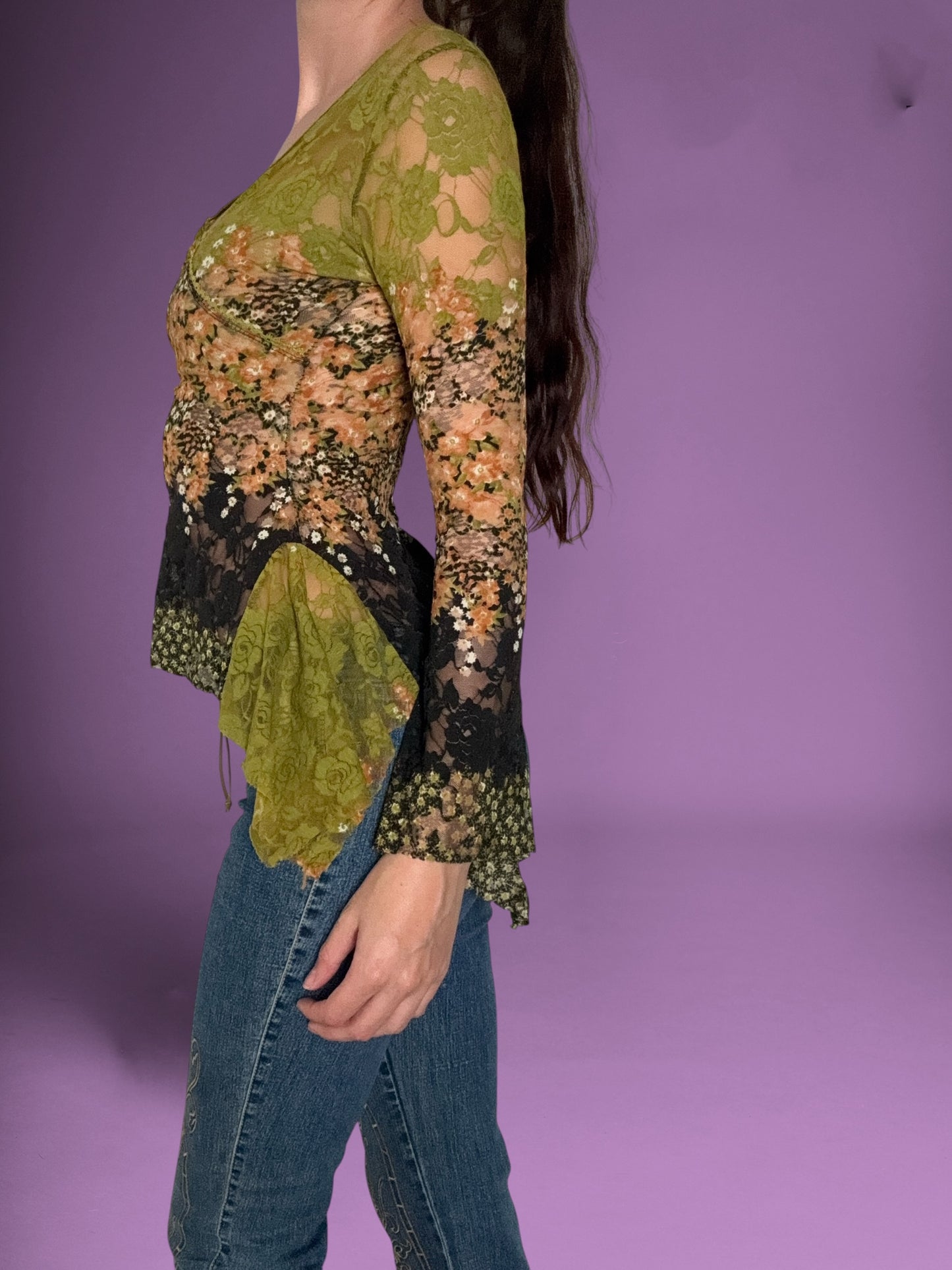 Lace Fairycore Long Sleeved Top ♡ XS