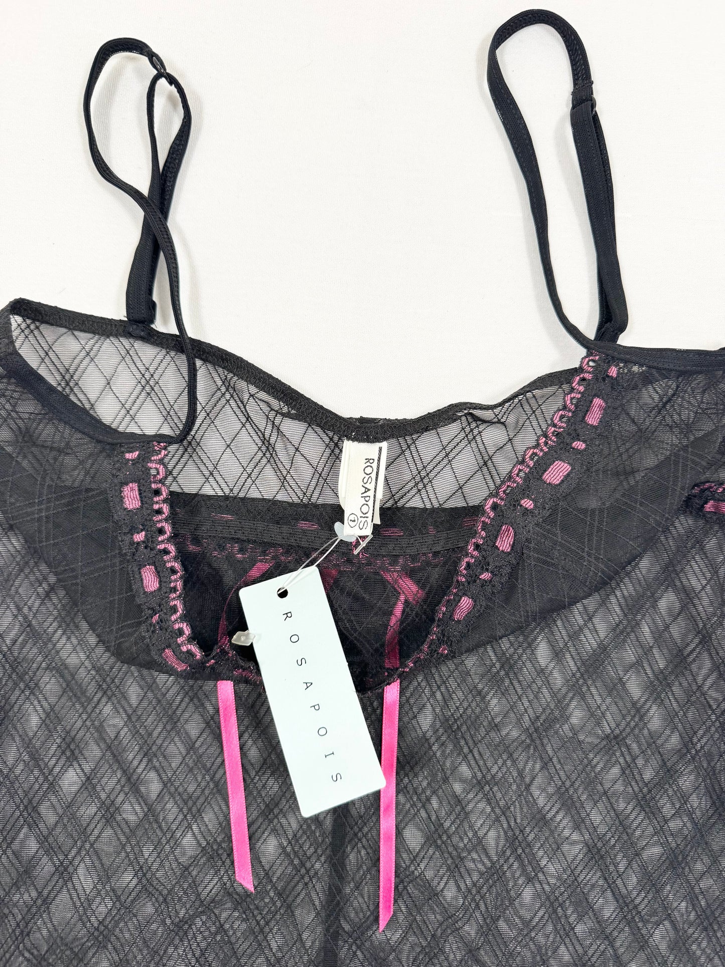 Black & Pink Ribbon Cami ♡ S