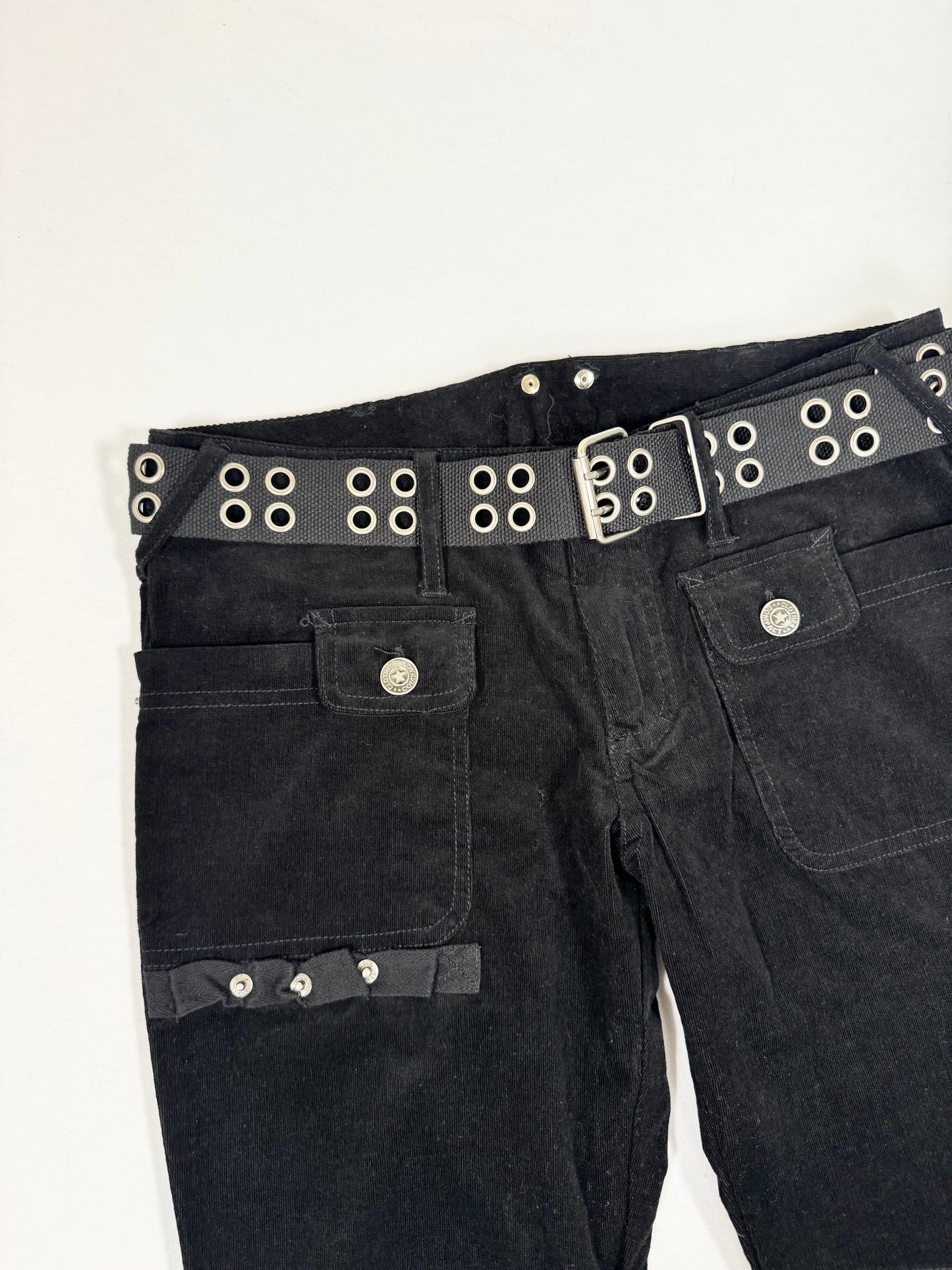 Black Cargo Flared Corduroy Pants ♡ S