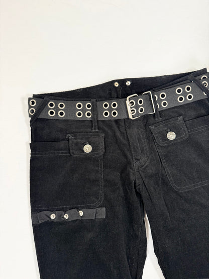 Black Cargo Flared Corduroy Pants ♡ S