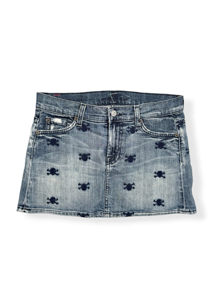 Skull Denim Mini Skirt ♡ Size S