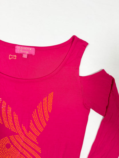 Playboy Cut Out Shoulder Top ♡ Size S