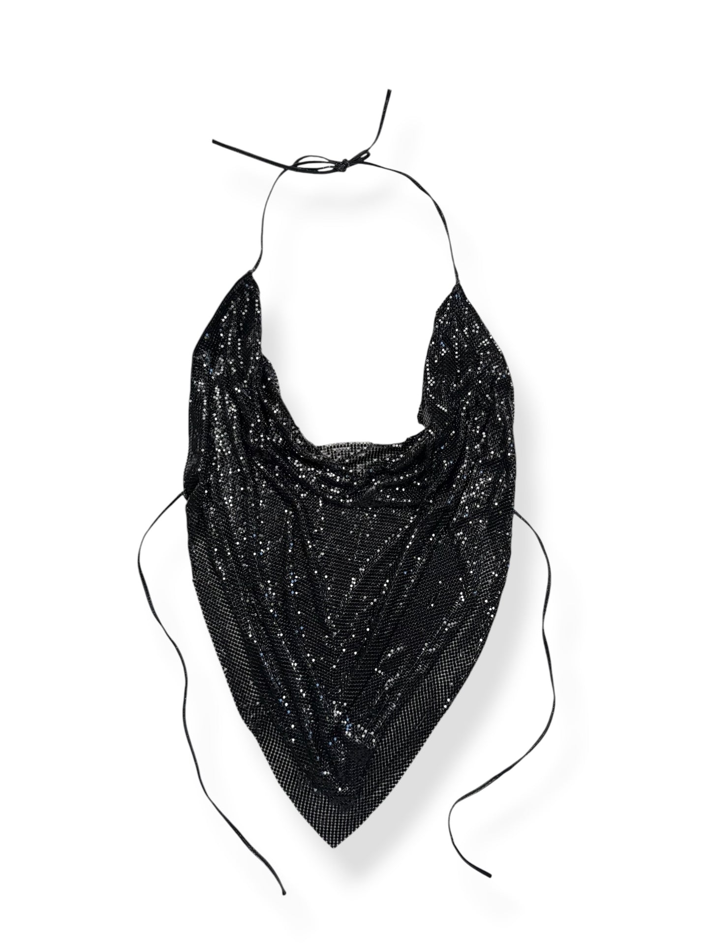 Black Chainmail Open Back Halter ♡ S