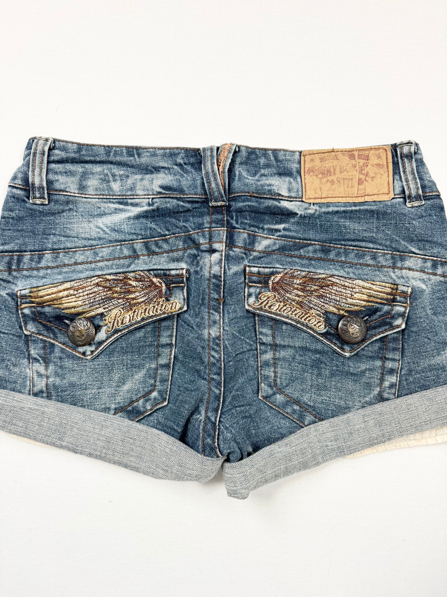 Embroidered Wing Denim Mini Skirt ♡ S