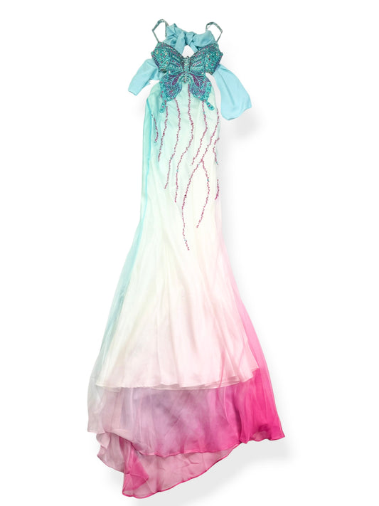 Butterfly Blue & Pink Ombré Silk Maxi Dress ♡ XXS/XS