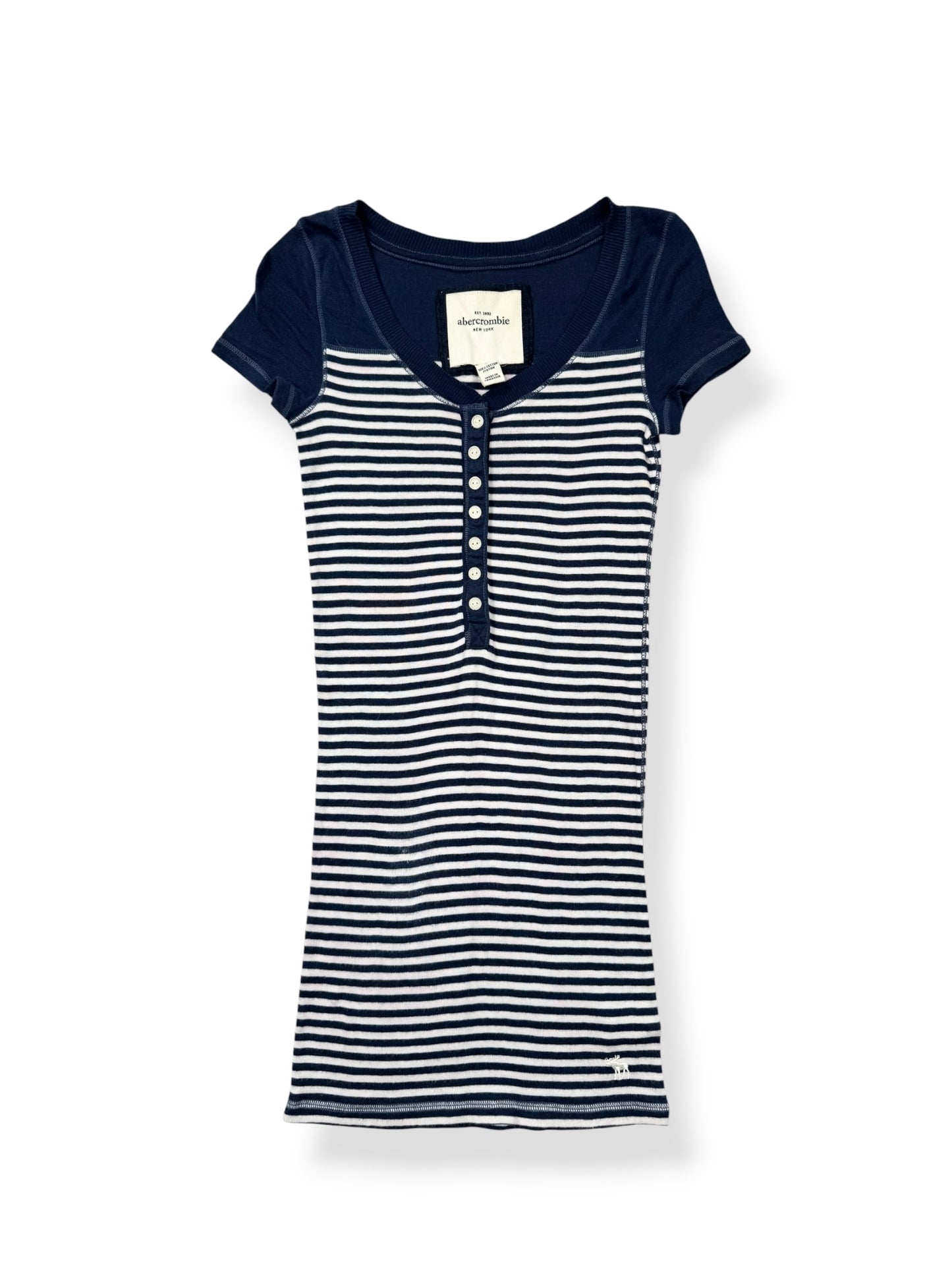 Abercrombie Navy Striped Henley Tee ♡ S