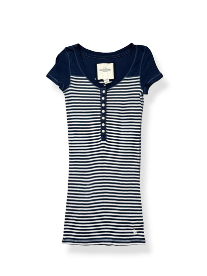 Abercrombie Navy Striped Henley Tee ♡ S