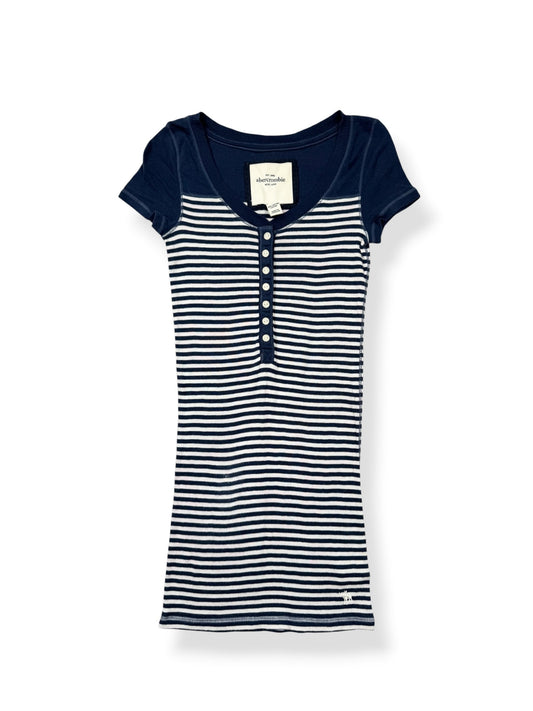 Abercrombie Navy Striped Henley Tee ♡ S