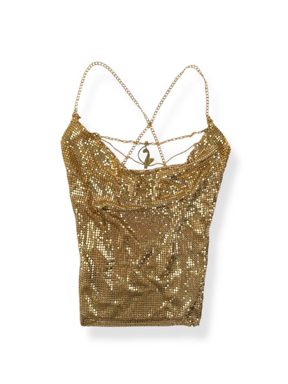 Baby Phat Gold Chainmail Backless Top ☆ XS-M