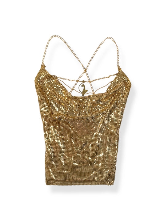 Baby Phat Gold Chainmail Backless Top ☆ XS-M