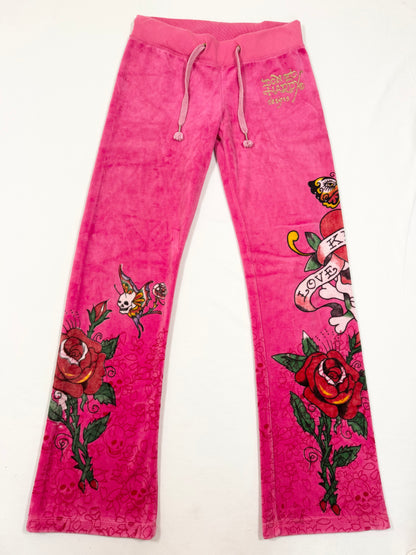 Pink Ed Hardy Velour Tracksuit ♡ S