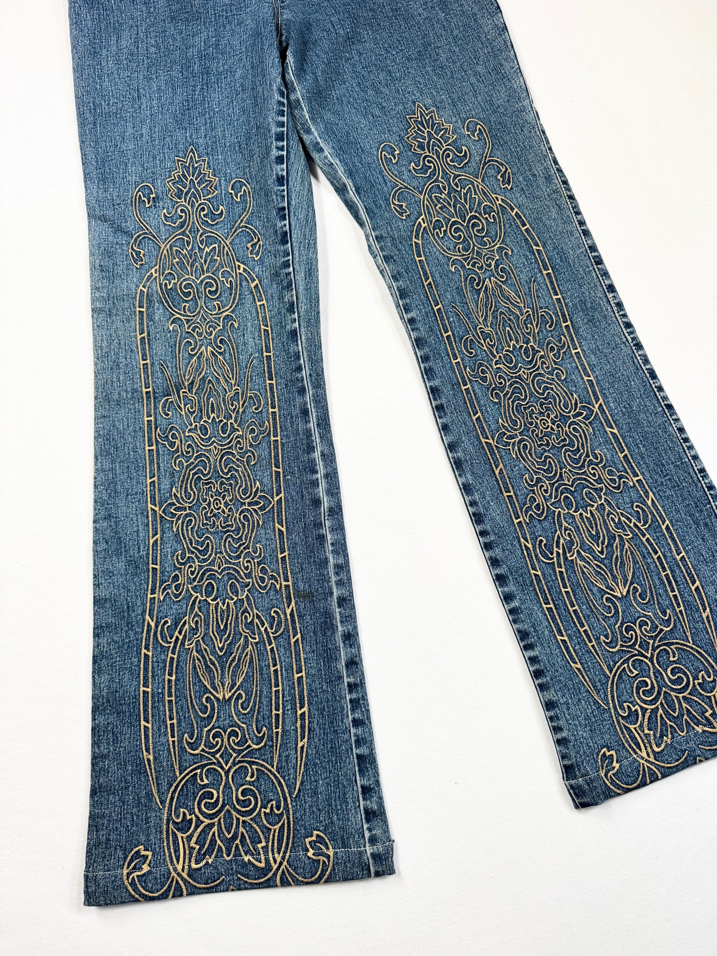 L.e.i Embroidered Suede Zip Flared Jeans ♡ S