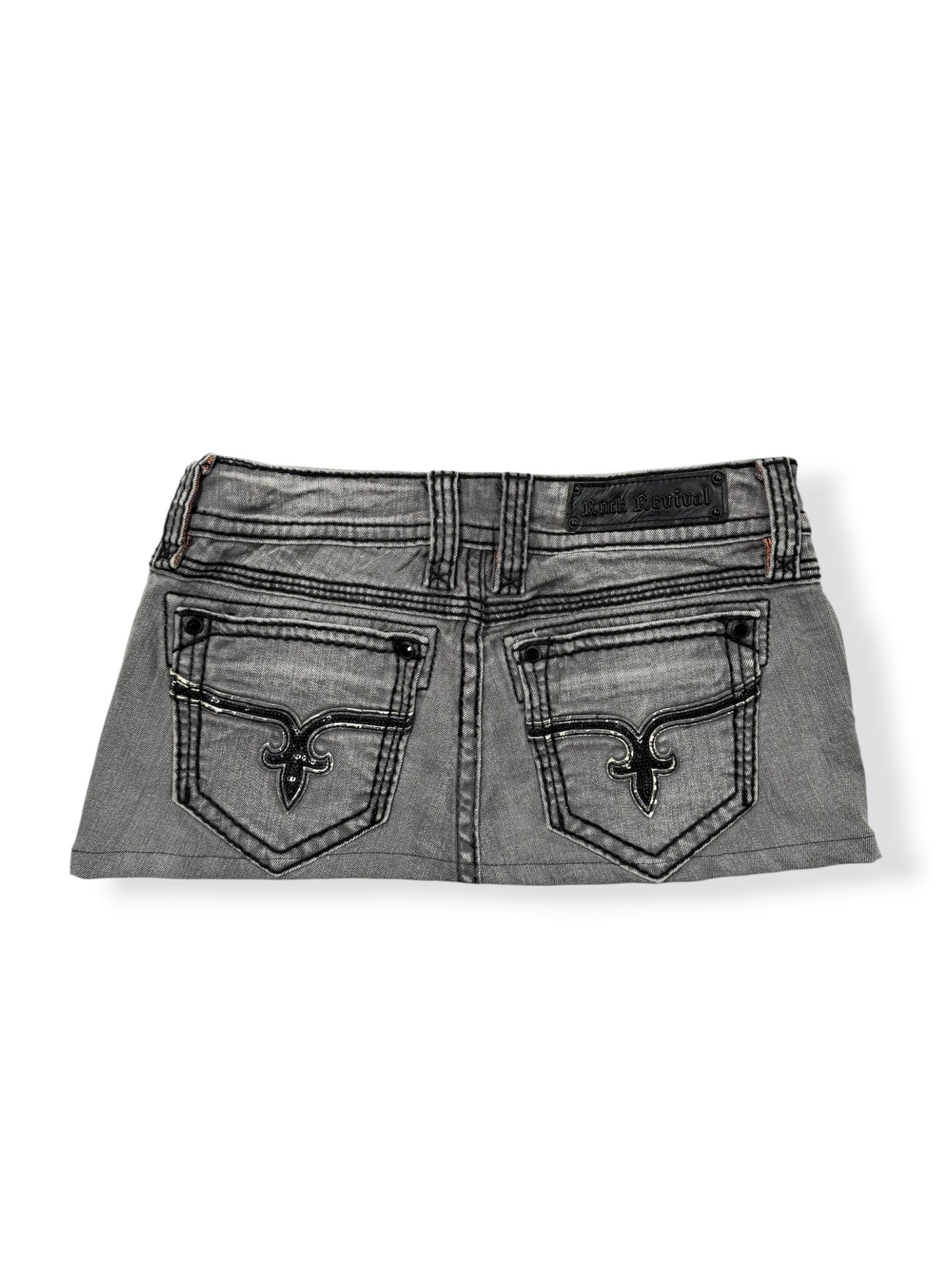 Rock Revival Grey Denim Mini Skirt ♡ 29”