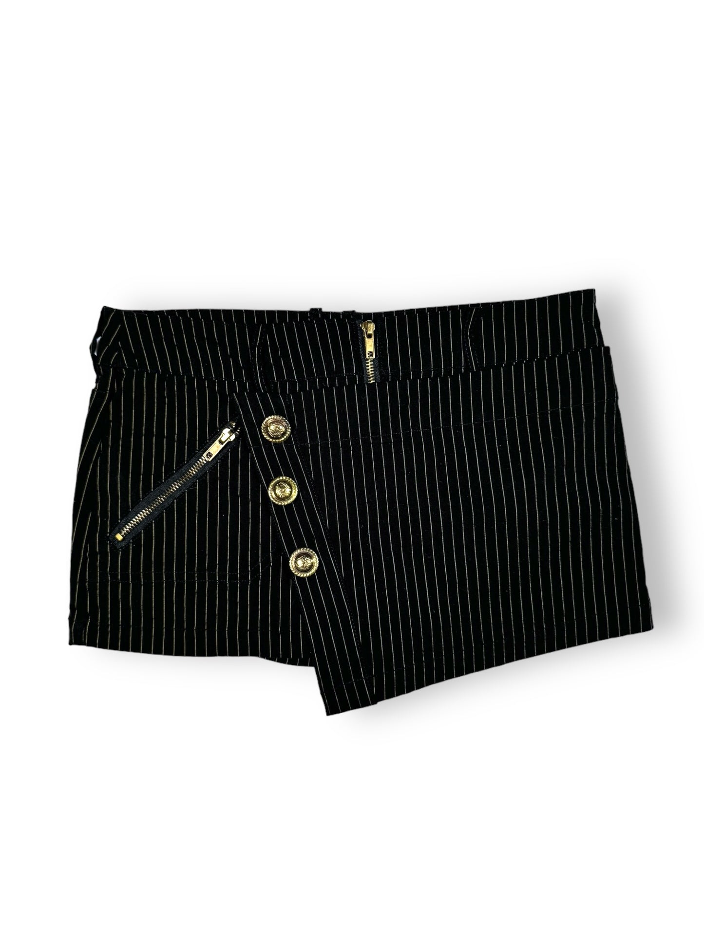 Pinstripe Asymmetric Mini Skirt