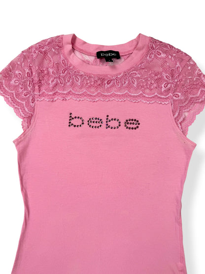 Pink Bebe Lace Tee ♡ S