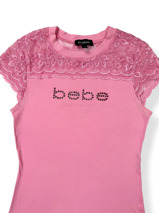 Pink Bebe Lace Tee ♡ S