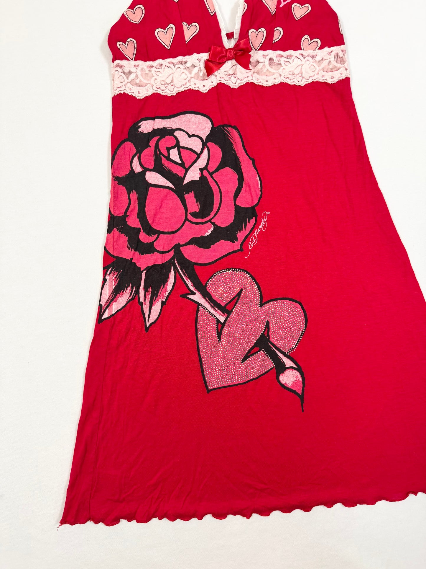 Red Ed Hardy Heart Cami Dress & Thong ♡ XS