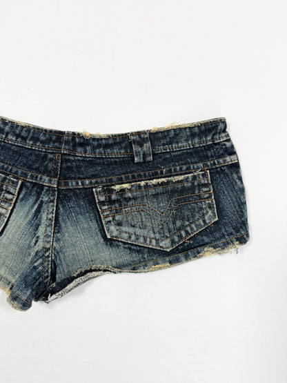 Lace Up Denim Micro Shorts ☆ M