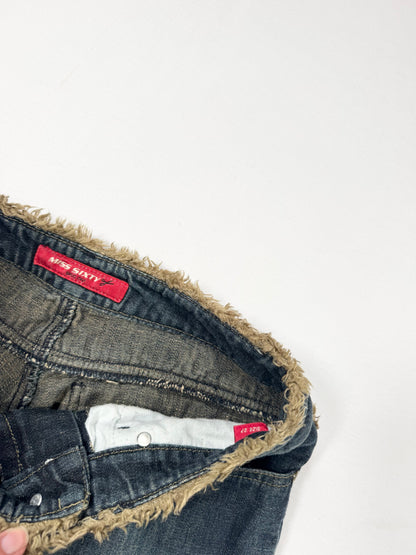 Miss Sixty Fur Trim Flared Jeans ♡ 27”