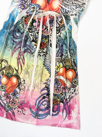 Colourful Grunge Print Dress ♡ M