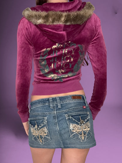 Purple Juicy Couture Fur Zip Up Hoodie ♡ XS