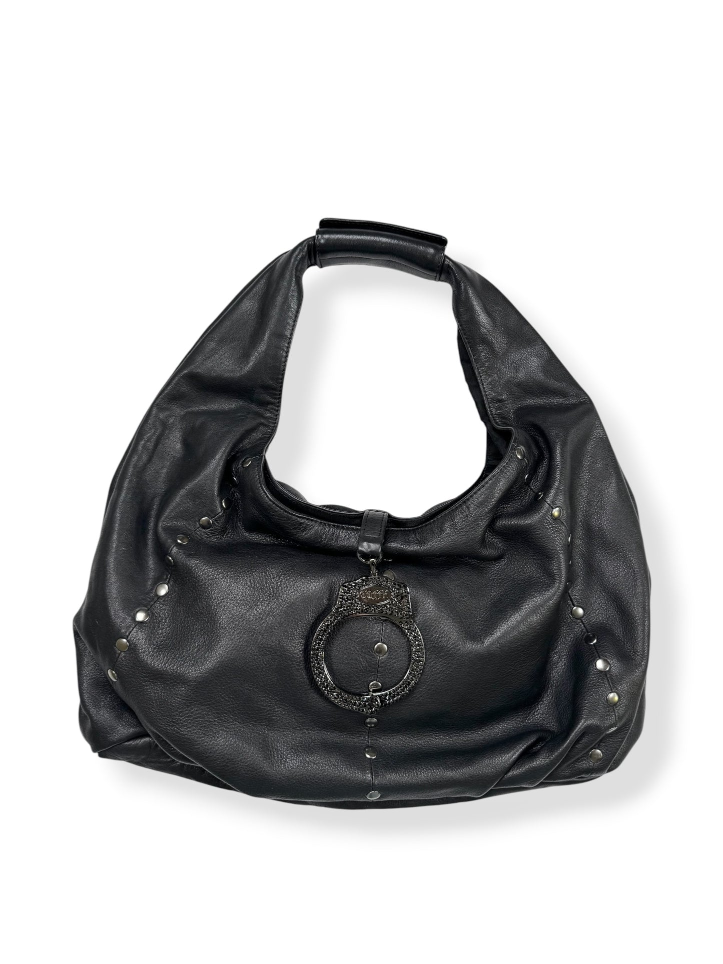 Cuffz By Linz Studded Black Leather Diamanté Cuff Bag ♡