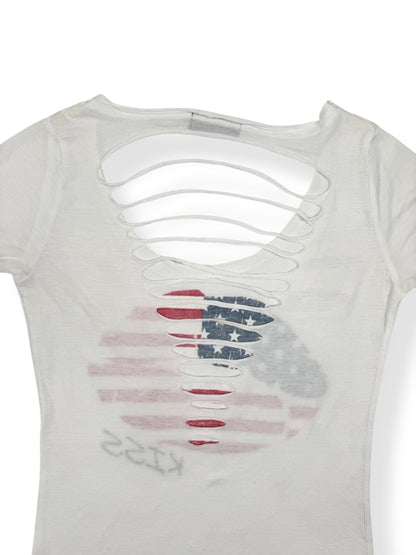Flag Kiss Cutout Tee ♡ Size S