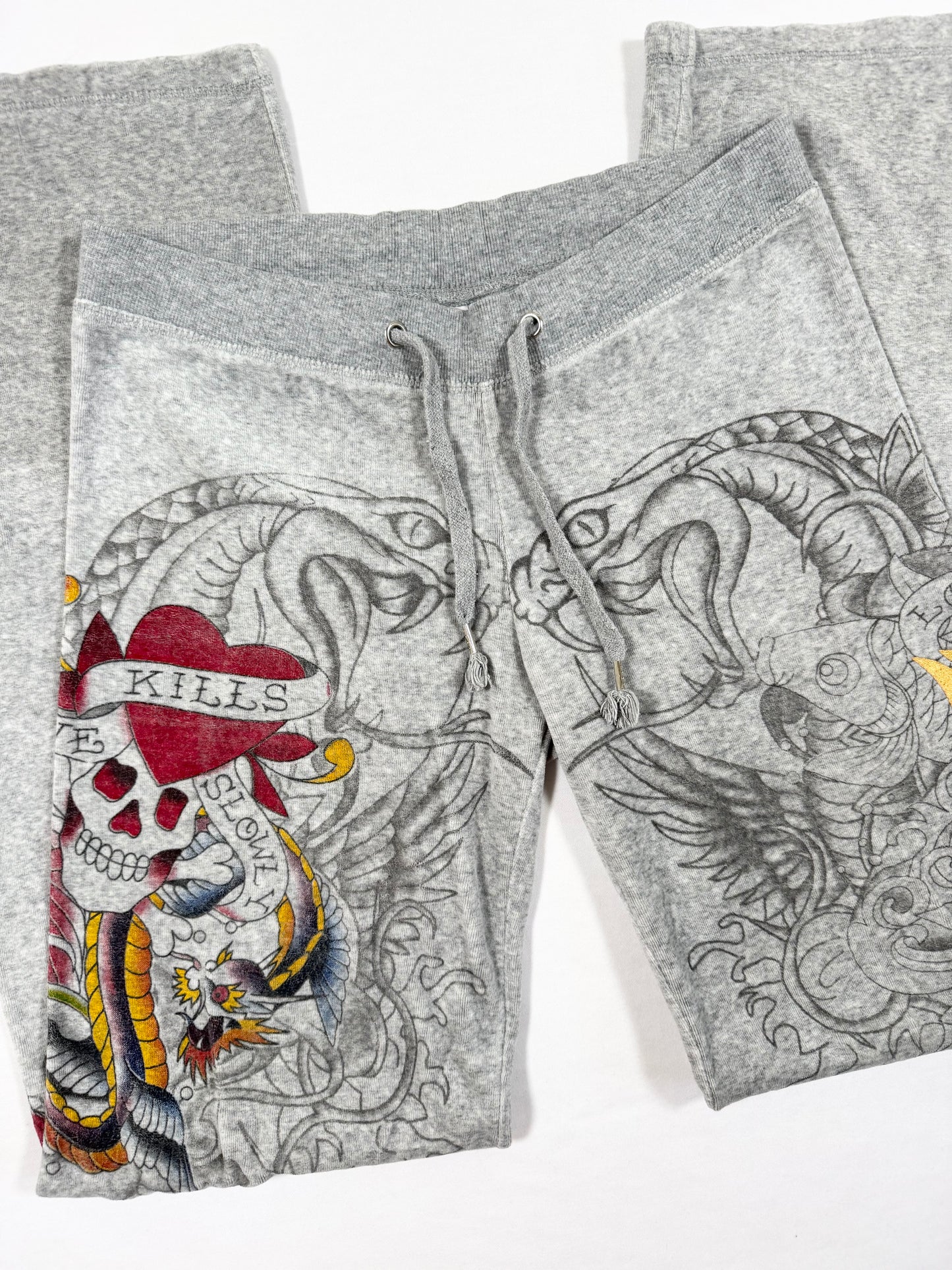 Ed Hardy Grey Velour Tracksuit