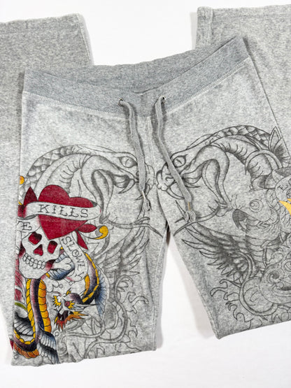 Ed Hardy Grey Velour Tracksuit