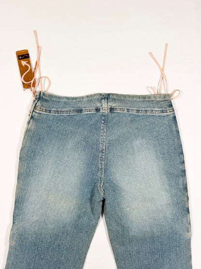 Fetish Pink Lace Up Side Flared Jeans ♡ S/M