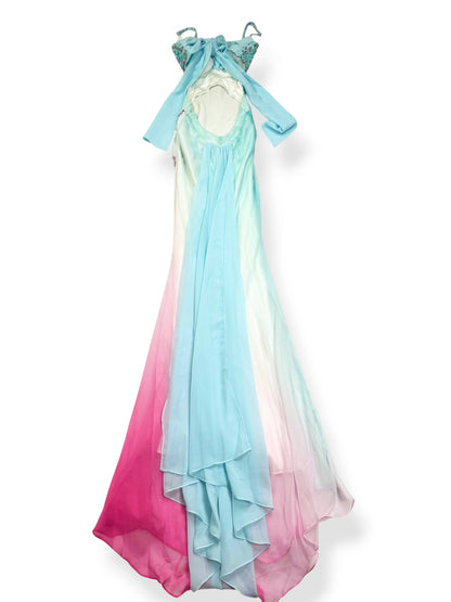Butterfly Blue & Pink Ombré Silk Maxi Dress ♡ XXS/XS