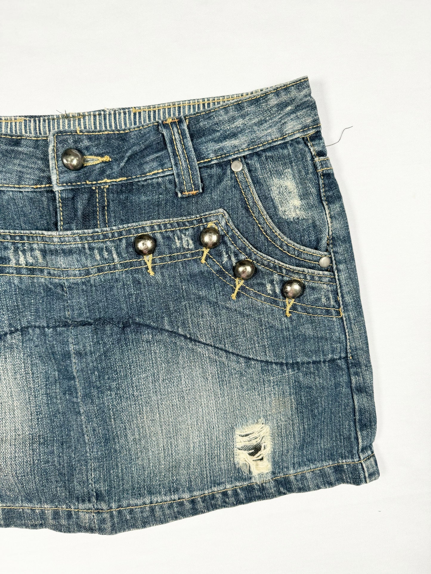 Denim Button Mini Skirt