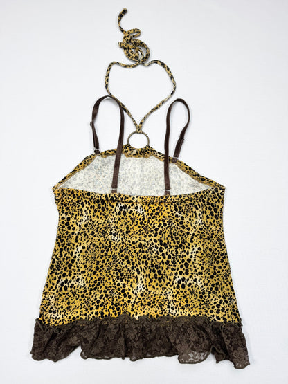 Leopard O Ring Halter Cami ♡ M
