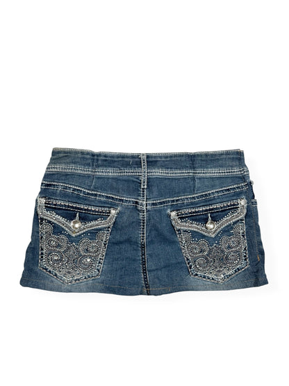 Diamante Pocket Denim Mini Skirt ♡ Size S/M