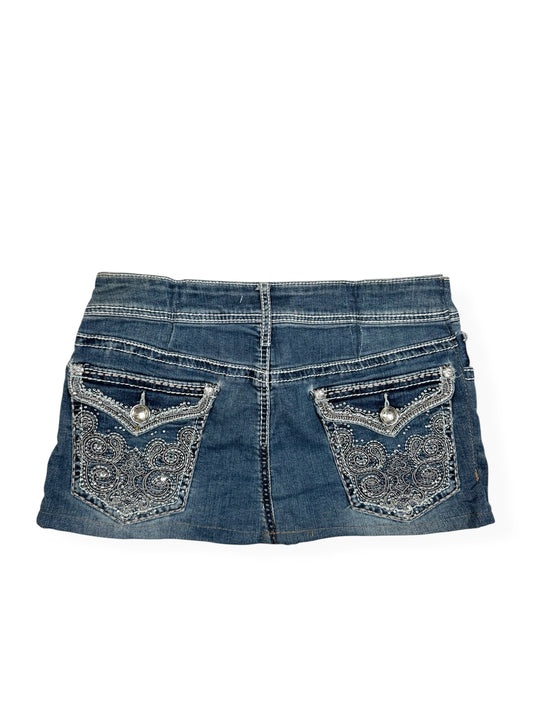 Diamante Pocket Denim Mini Skirt ♡ Size S/M