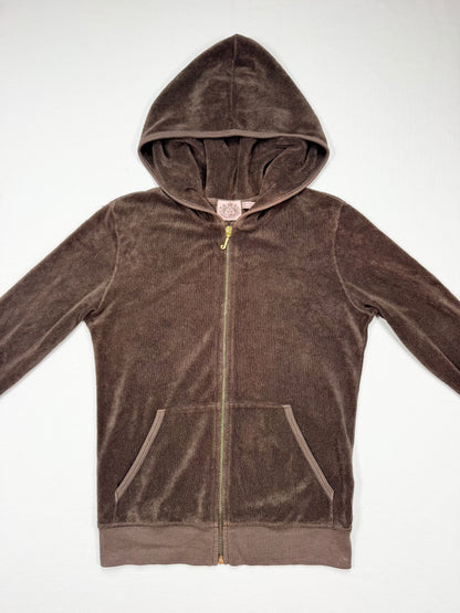 Brown Towelling Cherry Juicy Couture  Zip Up Hoodie ♡ S