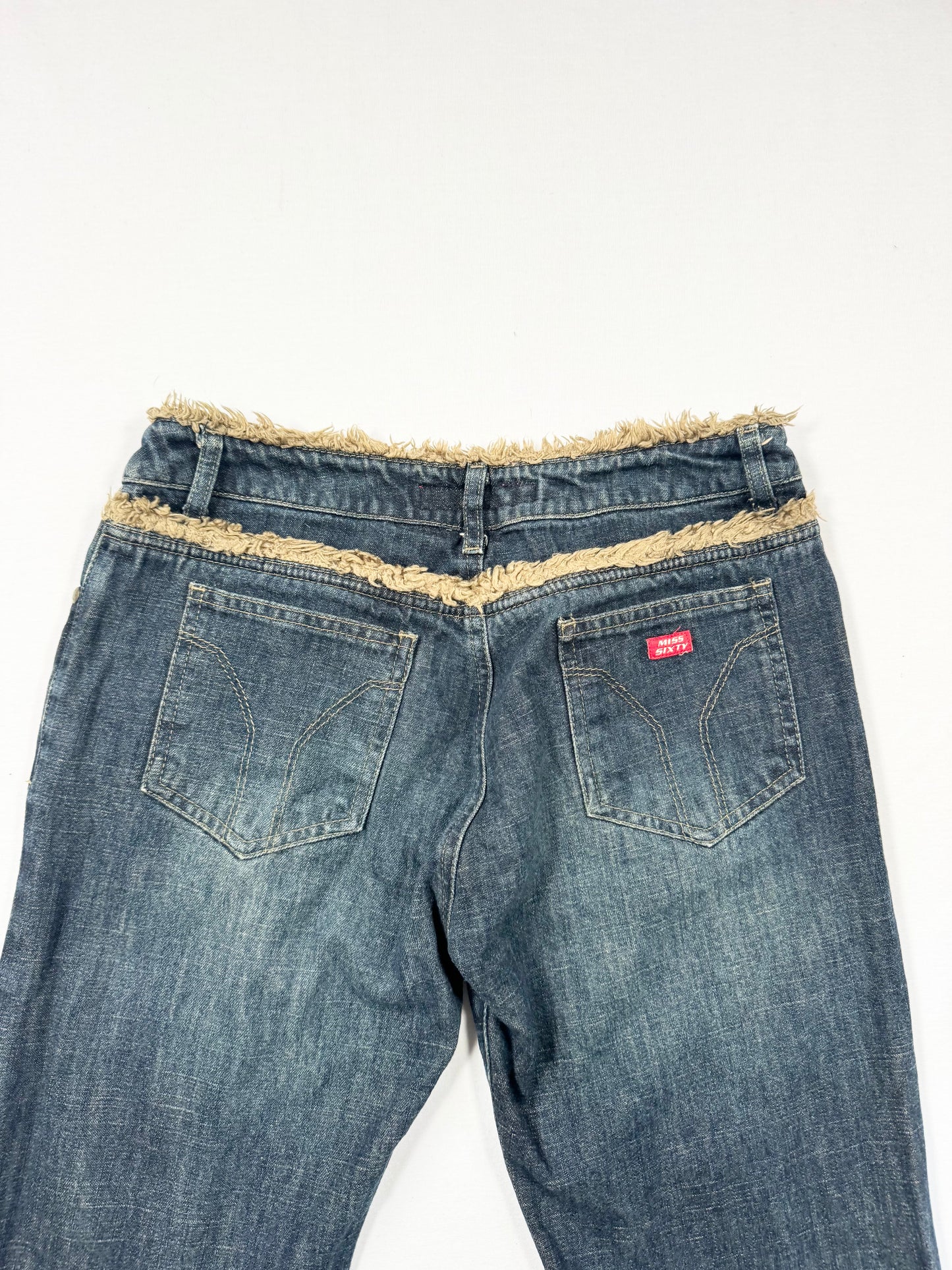 Miss Sixty Fur Trim Flared Jeans ♡ 27”